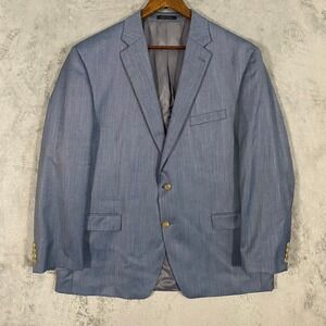 Lauren Ralph Lauren Sport Coat Mens 48R Blue Sharkskin Two Button Blazer Jacket